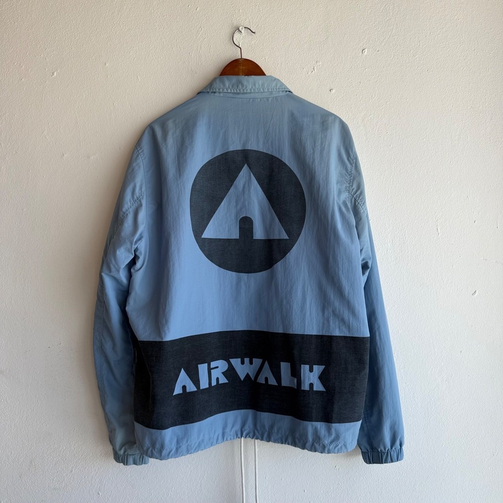 Airwalk Coach Jacket Carolina Blue XL WA1576 Logo Back Snap Skate Windbreaker